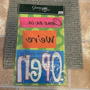 NWT accent ganz FLAG 12”x18” “come on in we’re OPEN” small business